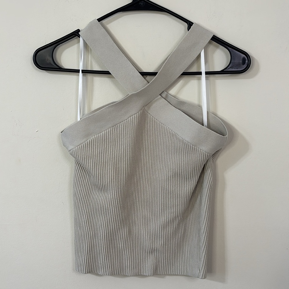 Aritzia Babaton Sculpt Knit Criss Cross Tank Matte Pearl Size Medium - Picture 6 of 8